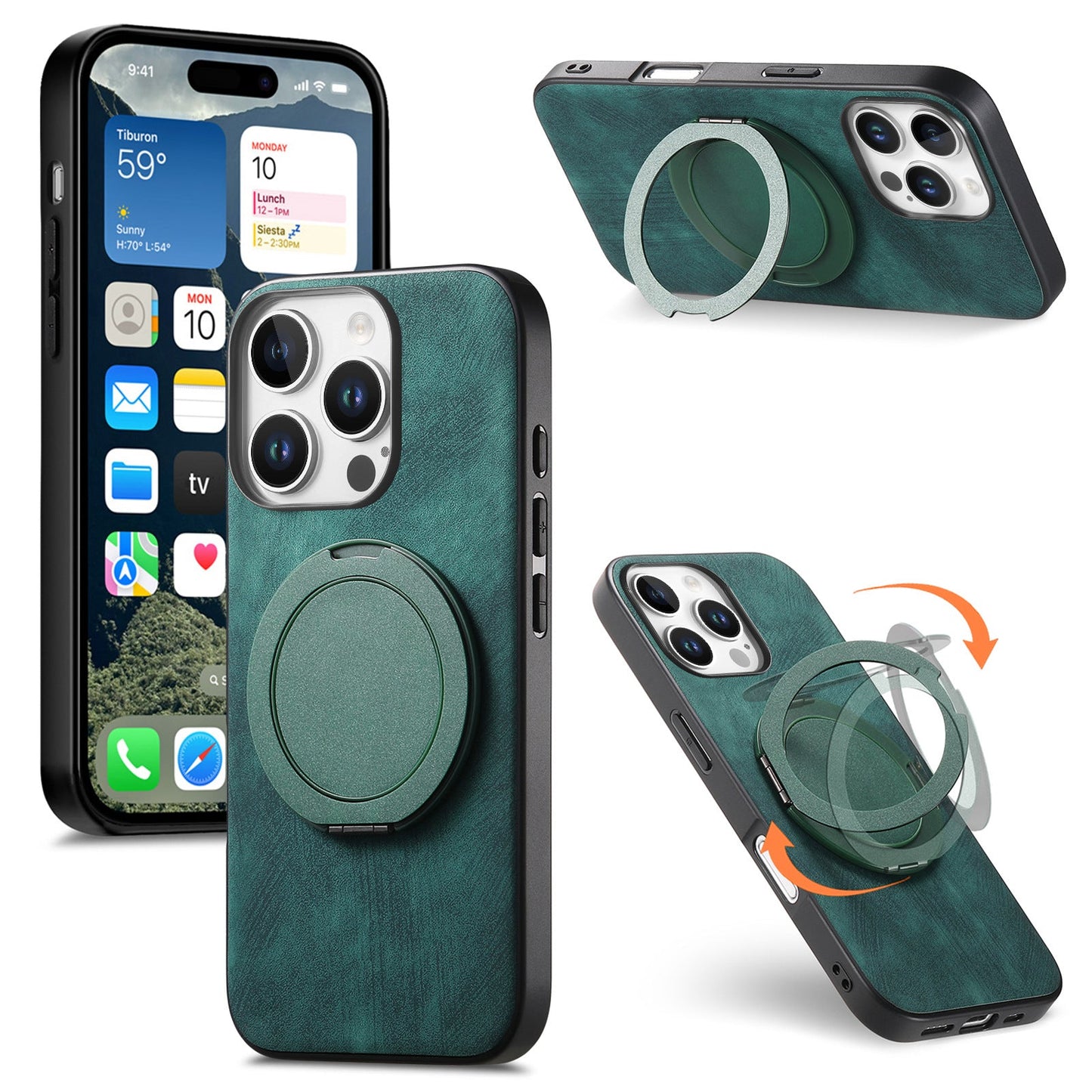 Casing iPhone dengan cincin magnet berputar bundar