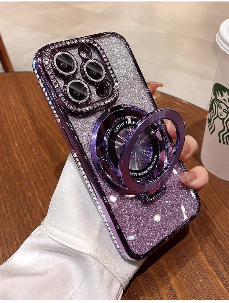 Casing Ponsel Magnetik Glitter Gradien Berlian untuk iPhone