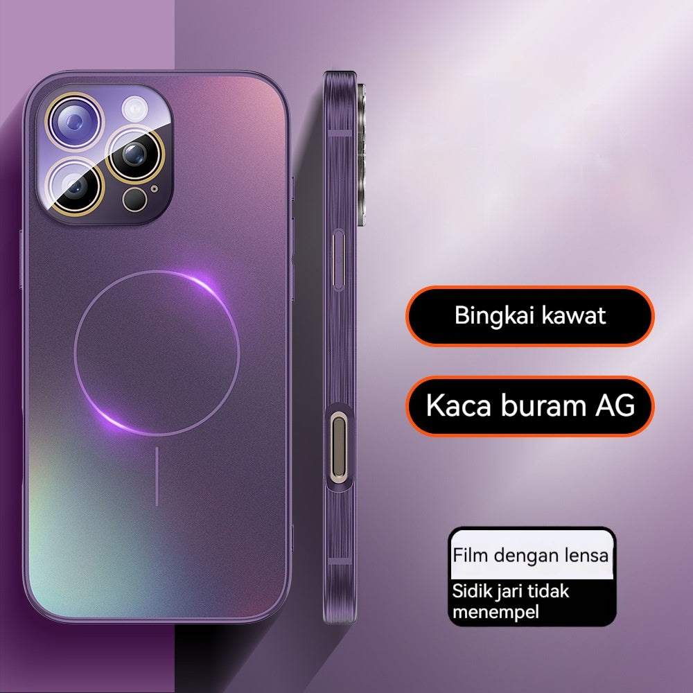 Casing ponsel Apple dengan penghisap magnetik lingkaran halus berlapis elektro AG