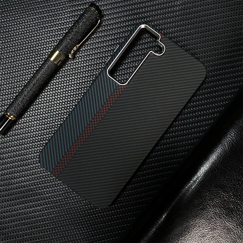 Casing Ponsel Magnetik Samsung Serat Karbon Kevlar Bercahaya