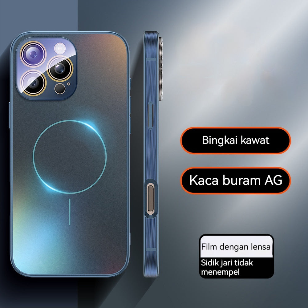 Casing ponsel Apple dengan penghisap magnetik lingkaran halus berlapis elektro AG