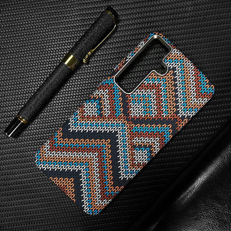 Casing Ponsel Magnetik Samsung Serat Karbon Kevlar Bercahaya