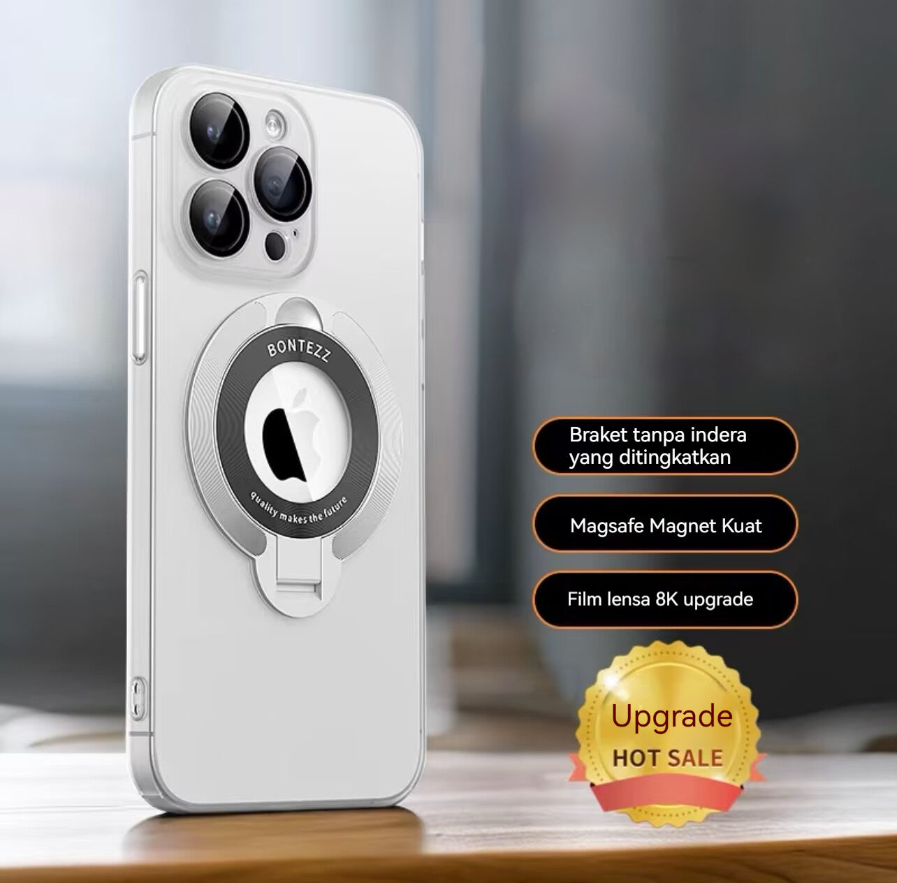 Casing ponsel Apple dengan braket magnetik gradien yang terasa di kulit