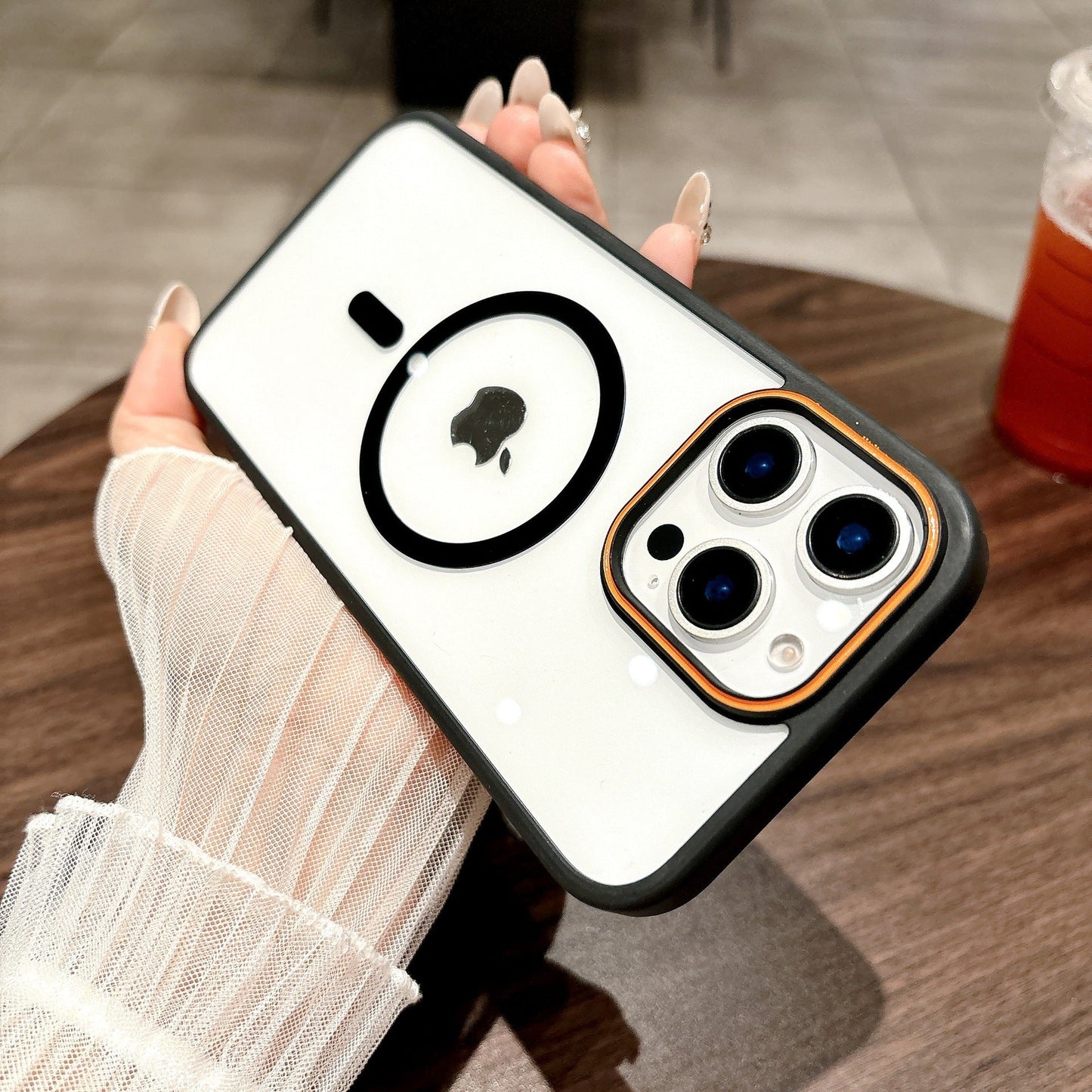 Casing iPhone magnetik warna kontras kuku cincin