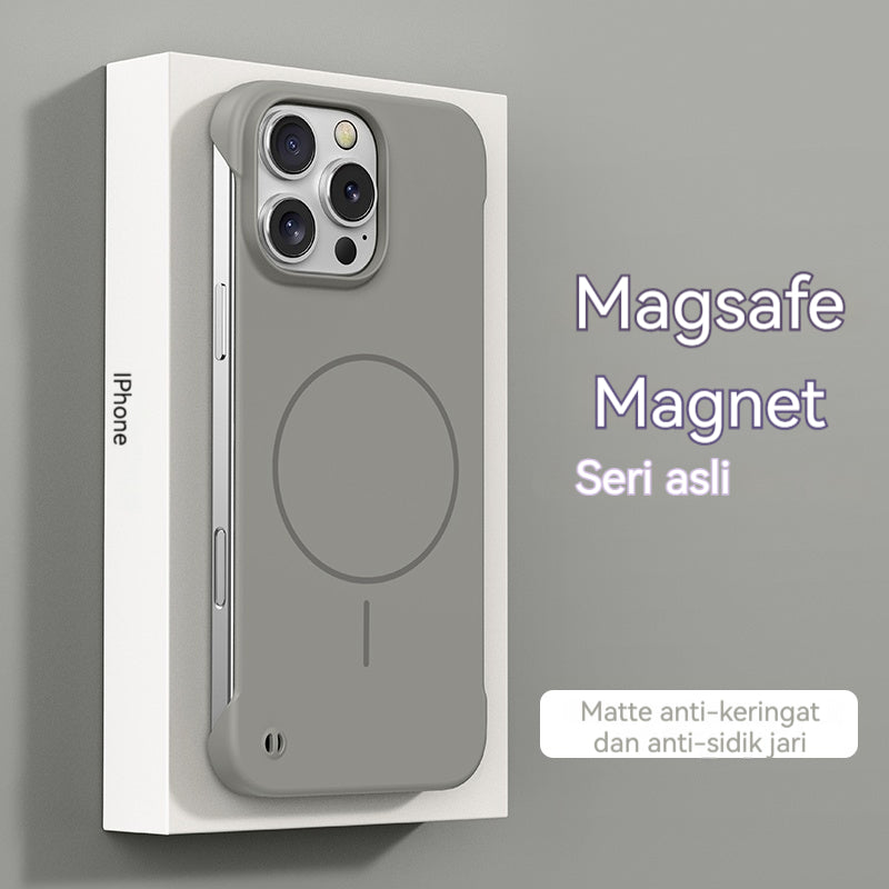 Casing ponsel Apple warna solid tanpa bingkai dengan lingkaran tipis dan magnet yang terasa di kulit