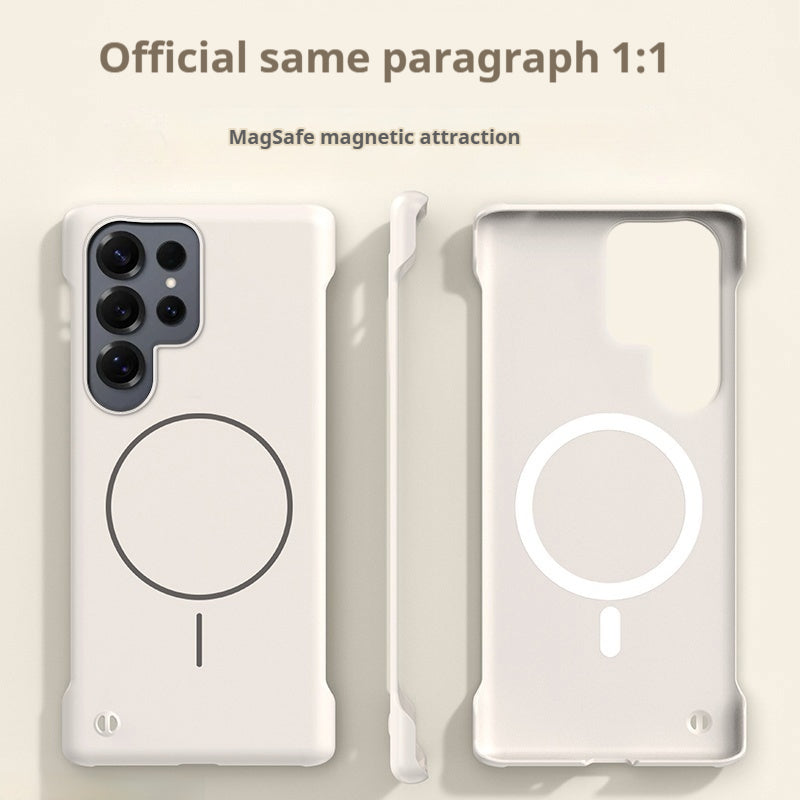 Casing ponsel Samsung tanpa bingkai warna solid dengan lingkaran tipis dan magnet yang terasa di kulit