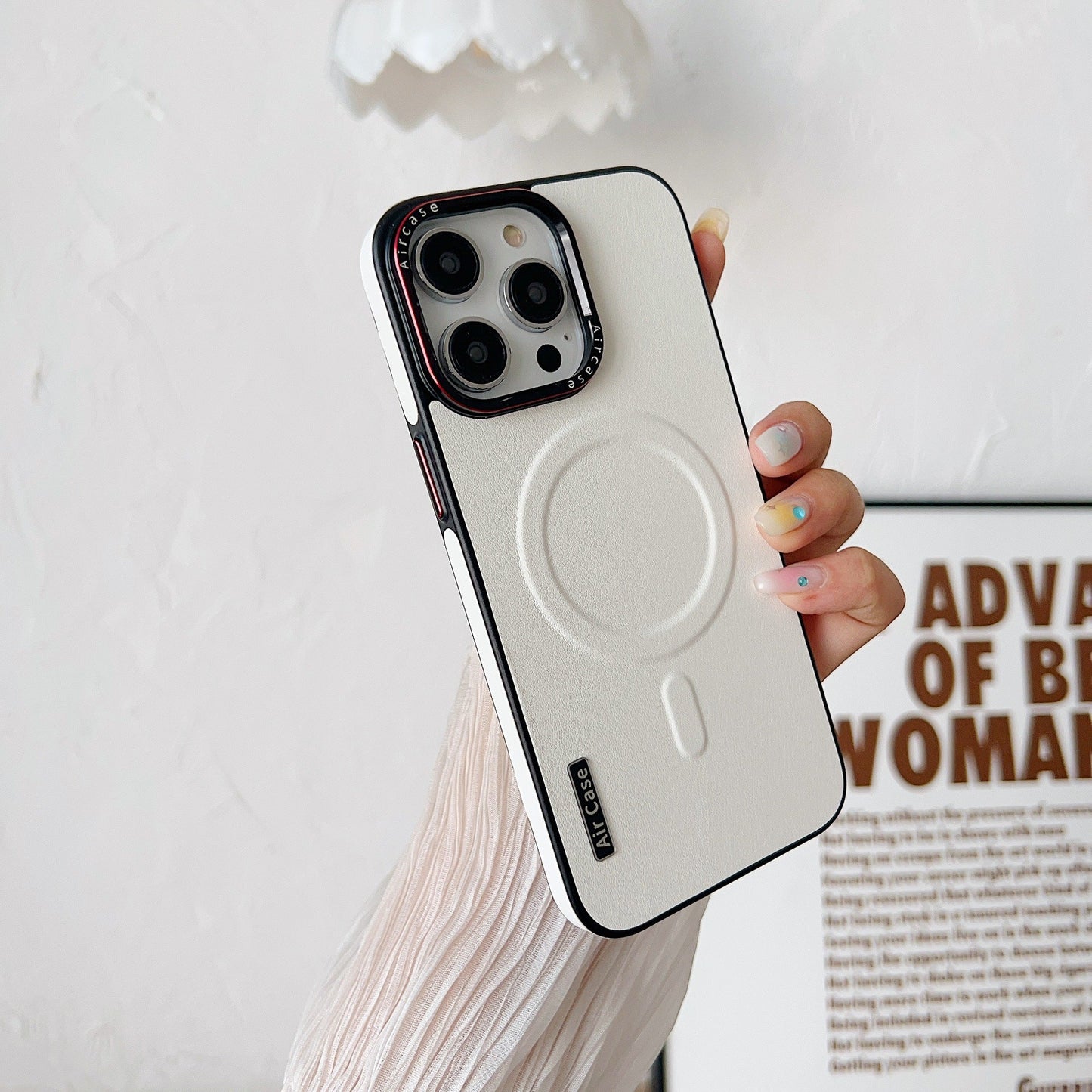 Casing Ponsel Magnetik Kulit Polos Starlight