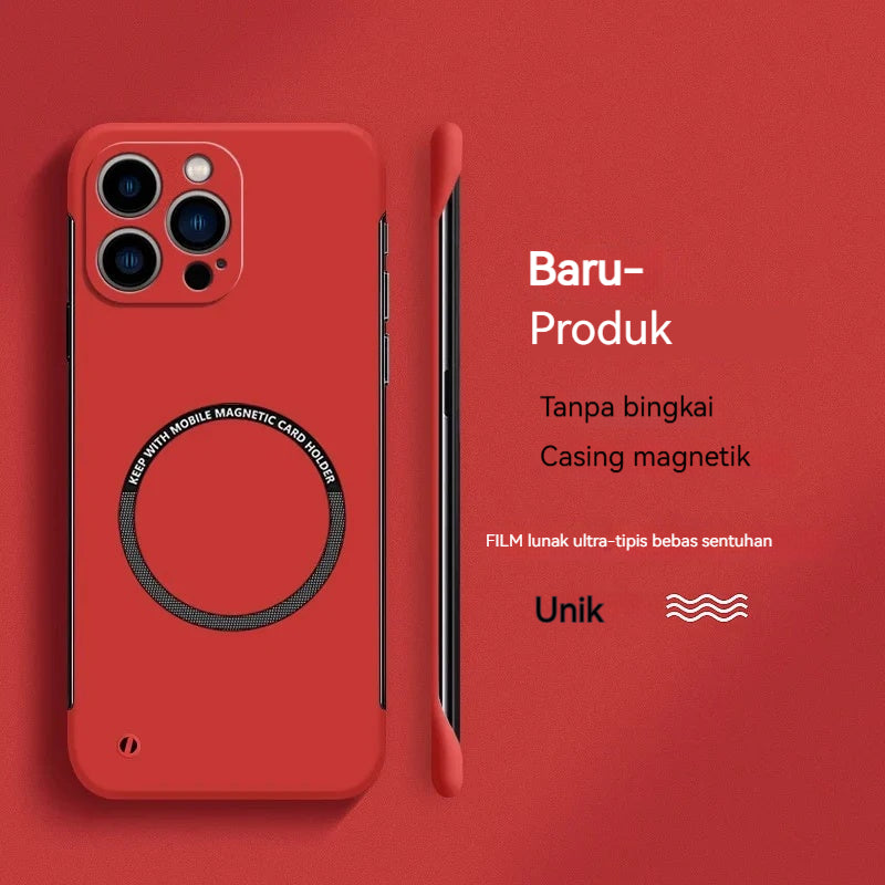 Casing Ponsel Magnetik PC Keras Ultra Tipis Tanpa Bingkai untuk iPhone
