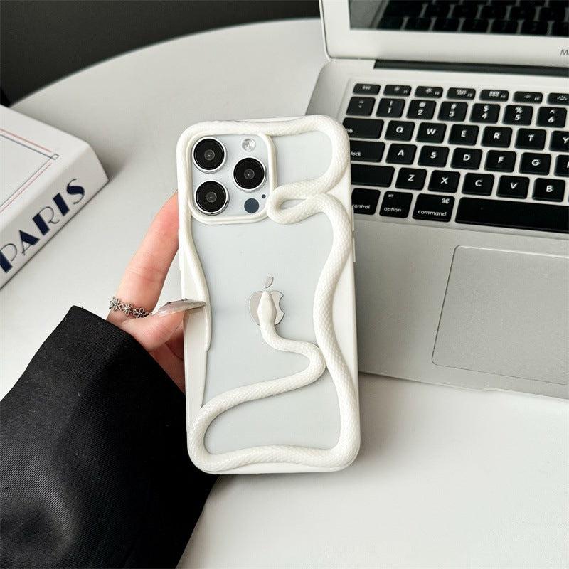 Casing ponsel Apple ular berongga matte tiga dimensi dengan lapisan elektro