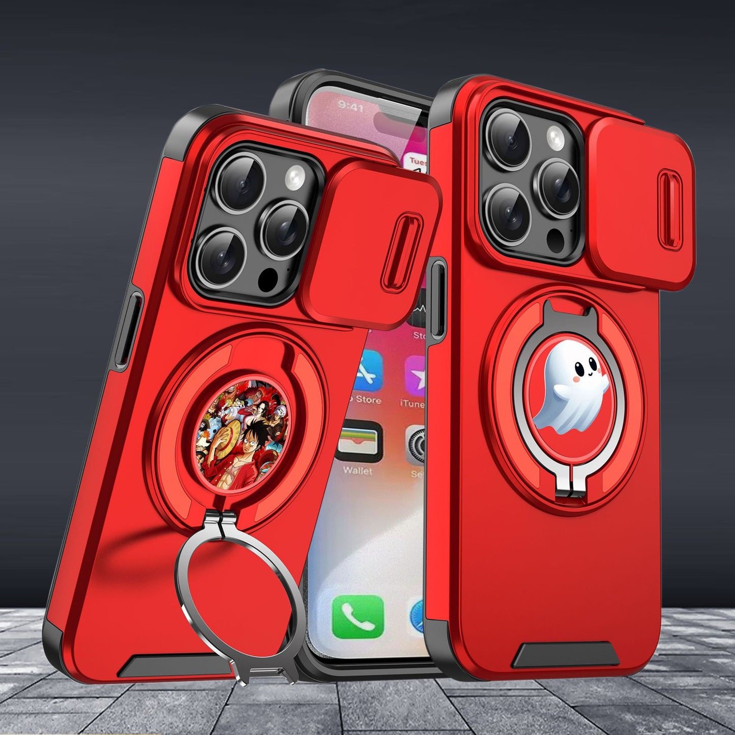 Casing iPhone dengan dudukan magnet bertema Halloween