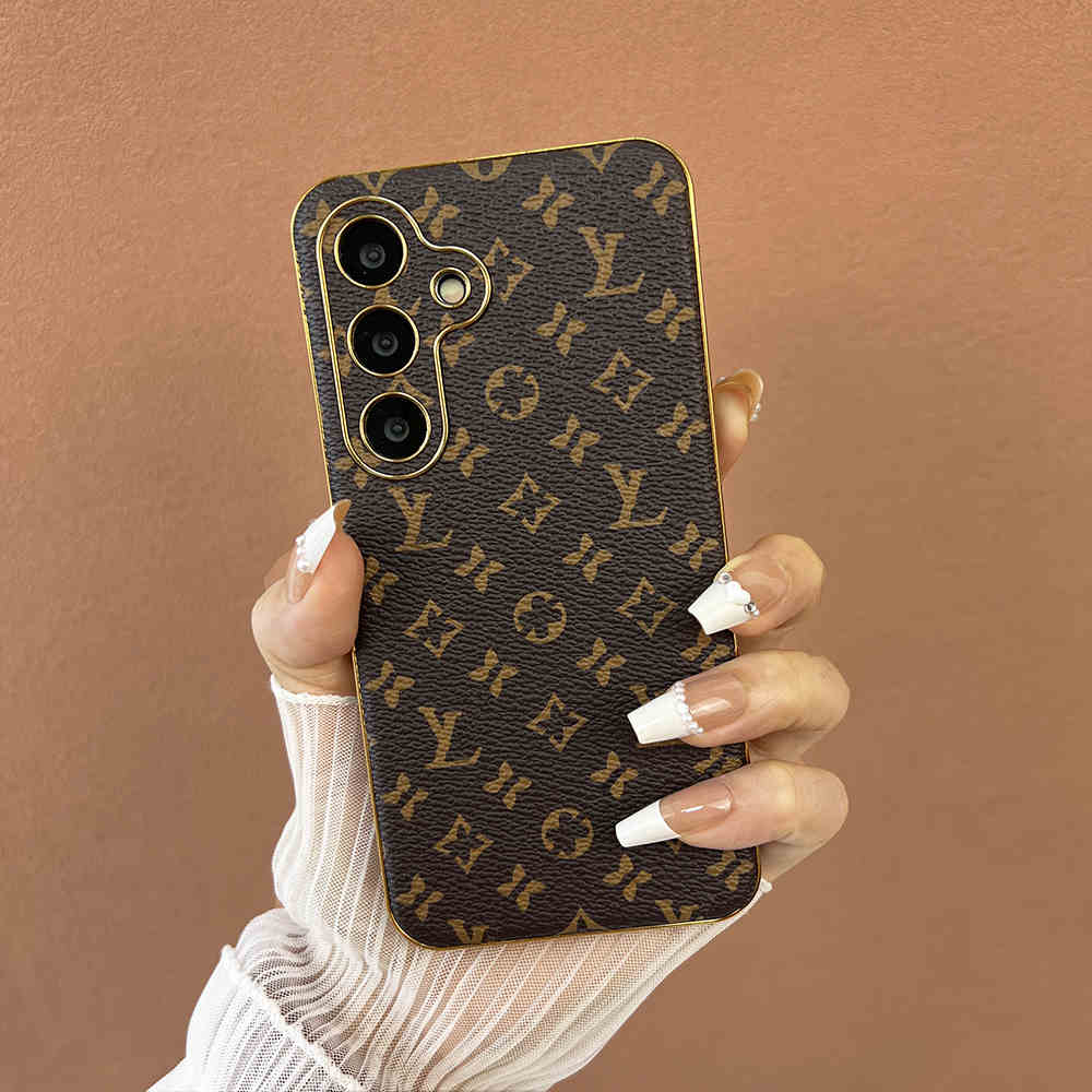 Casing pelindung Samsung mewah kulit bermerek fashion