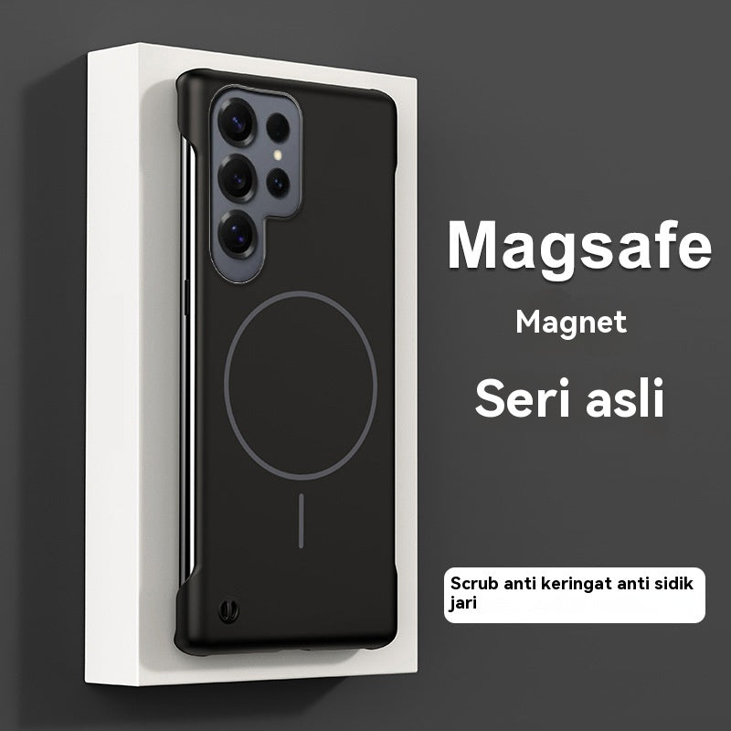 Casing ponsel Samsung tanpa bingkai warna solid dengan lingkaran tipis dan magnet yang terasa di kulit