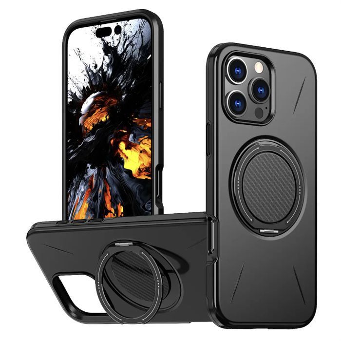 Casing Ponsel Apple dengan Braket Putar Magnetik Silikon