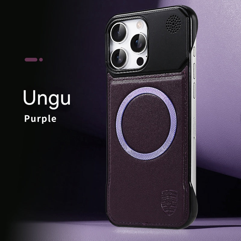 Casing iPhone magnetik tanpa batas dengan motif kulit aromaterapi