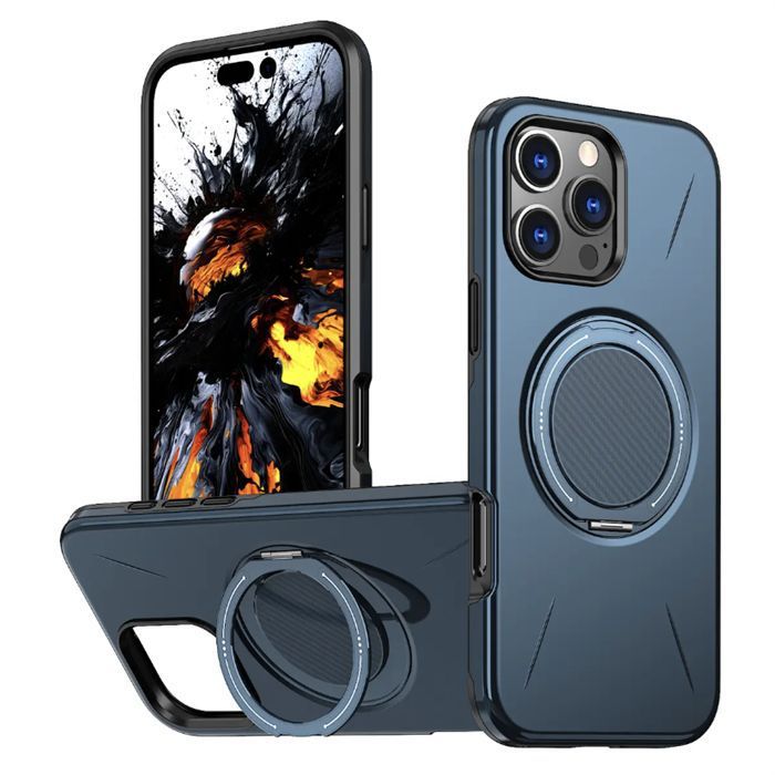 Casing Ponsel Apple dengan Braket Putar Magnetik Silikon