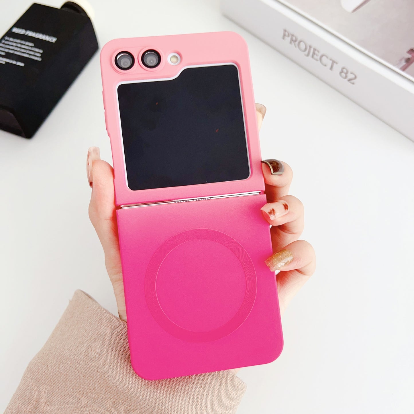 Casing ponsel Samsung Z Flip magnetik silikon cair gradien