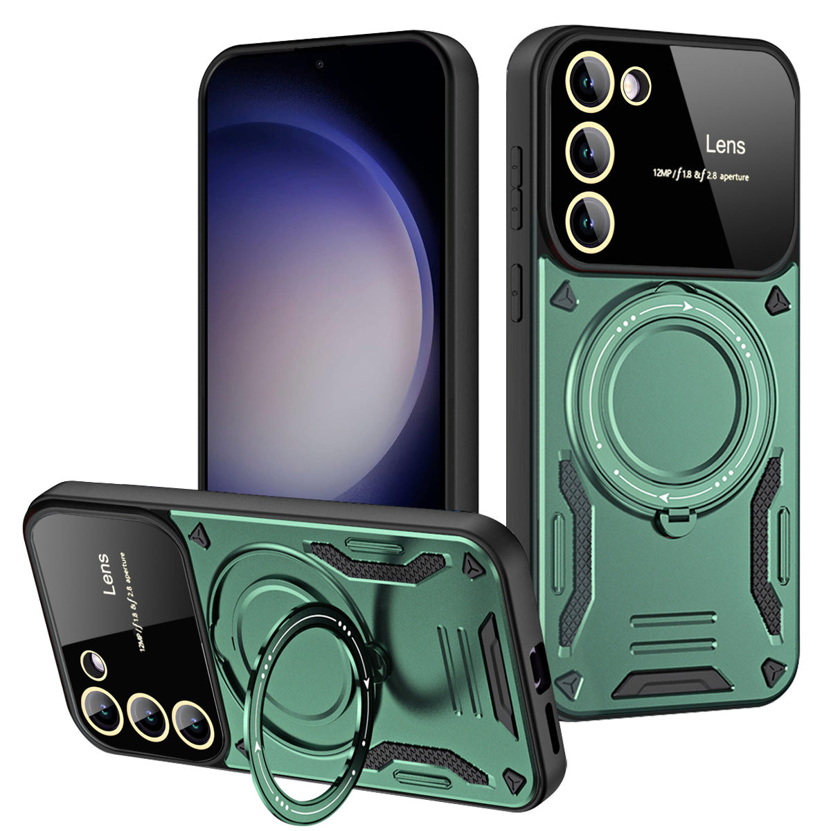 Casing Ponsel Magnetik Samsung dengan Cincin Braket U dan Jendela Besar