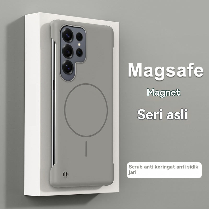 Casing ponsel Samsung tanpa bingkai warna solid dengan lingkaran tipis dan magnet yang terasa di kulit