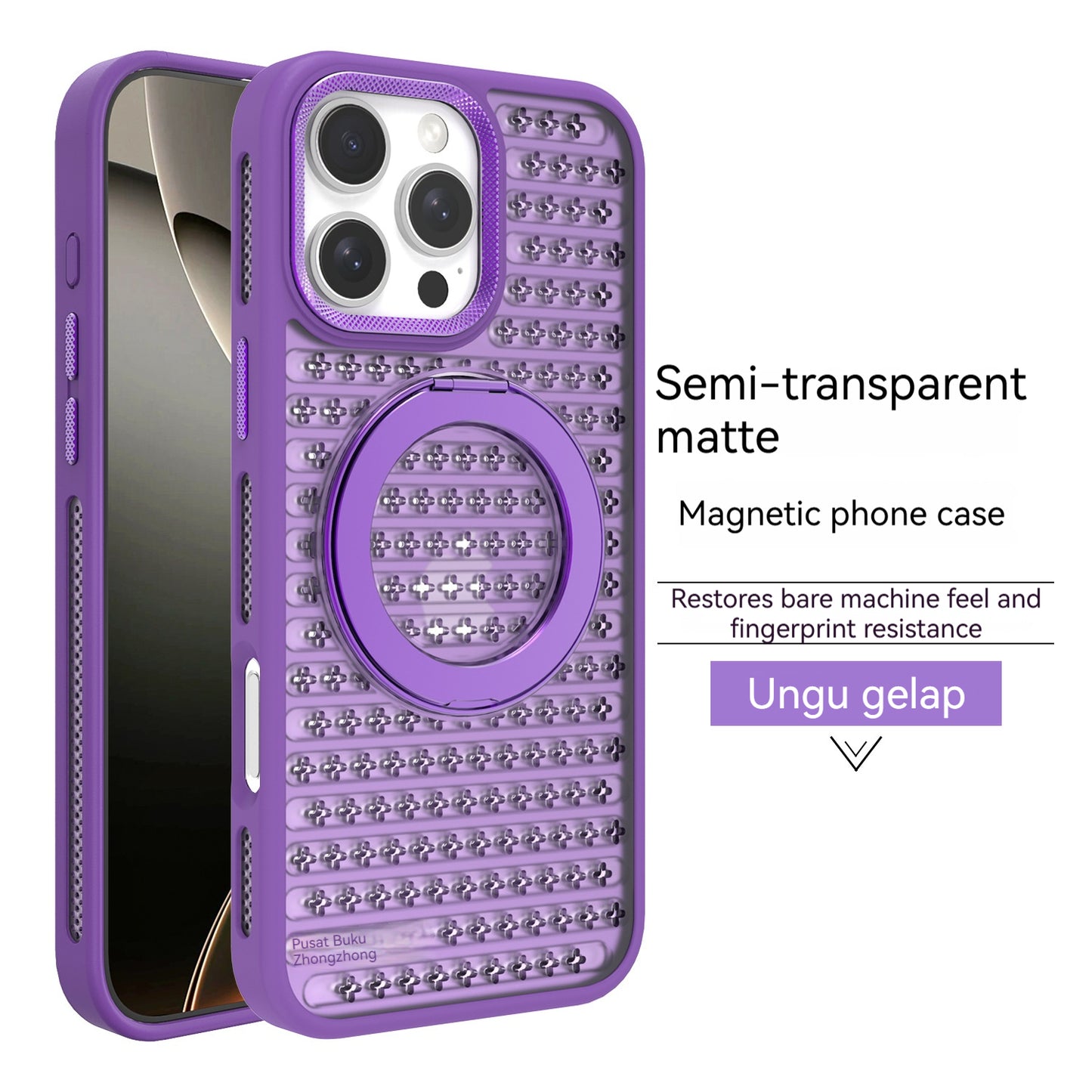 Casing iPhone magnetik dengan sirkulasi udara yang baik dan menyerap panas, sehingga nyaman di kulit