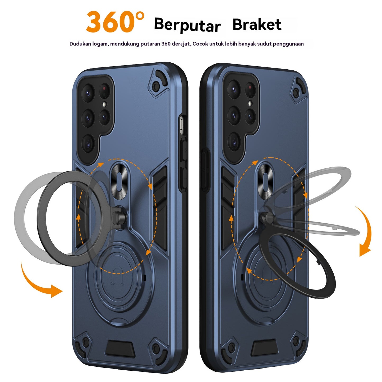 Casing ponsel Samsung anti jatuh dengan braket putar logam