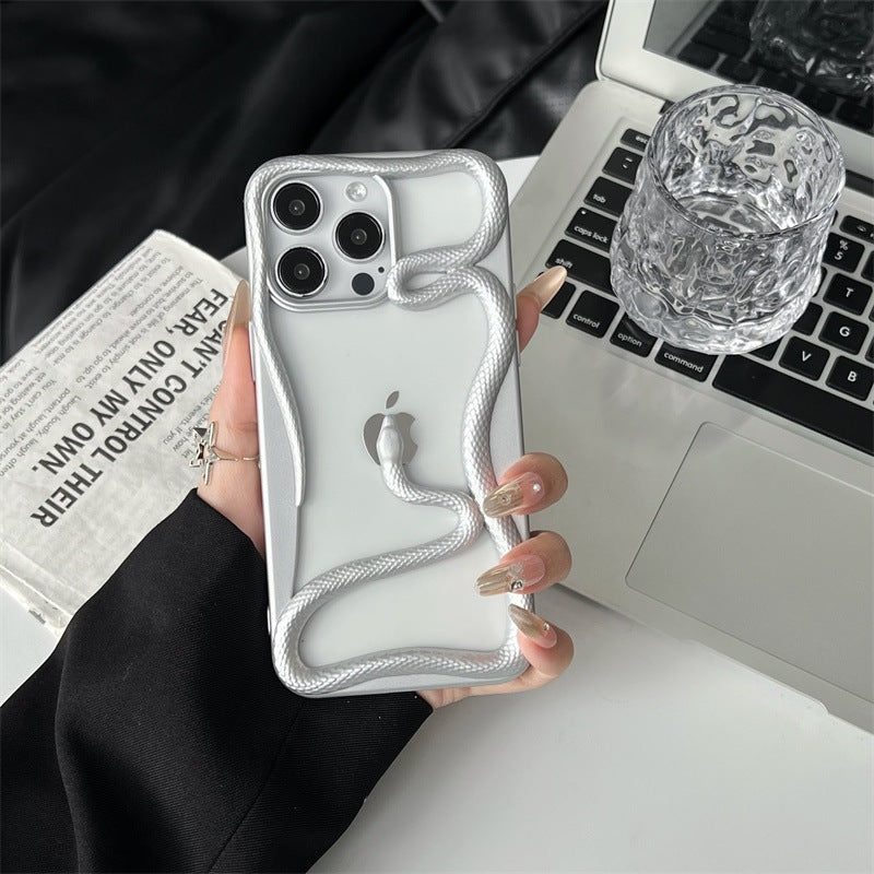 Casing ponsel Apple ular berongga matte tiga dimensi dengan lapisan elektro