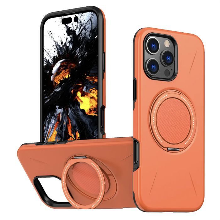 Casing Ponsel Apple dengan Braket Putar Magnetik Silikon