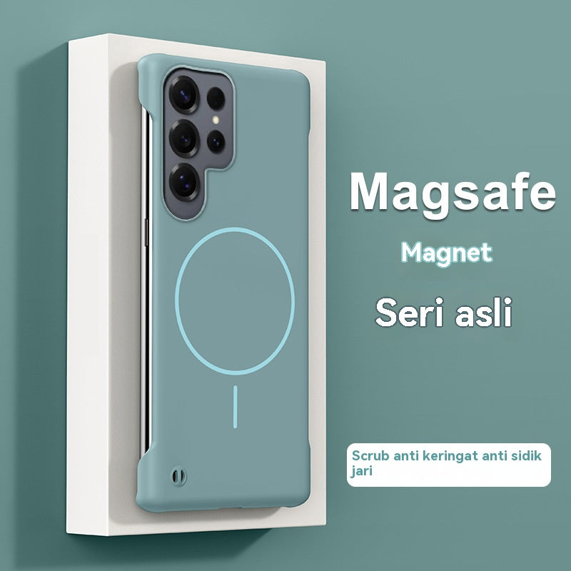 Casing ponsel Samsung tanpa bingkai warna solid dengan lingkaran tipis dan magnet yang terasa di kulit