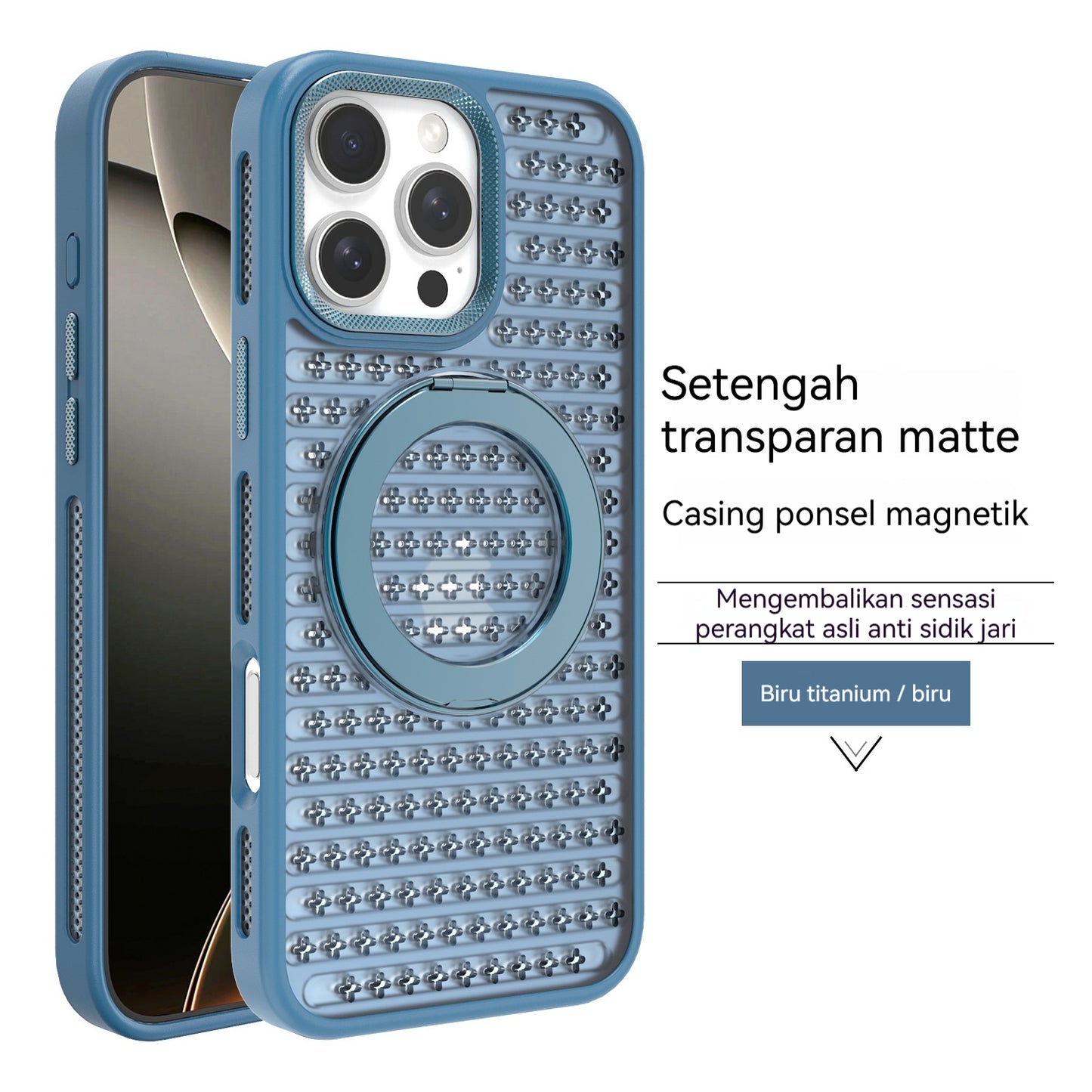 Casing iPhone magnetik dengan sirkulasi udara yang baik dan menyerap panas, sehingga nyaman di kulit