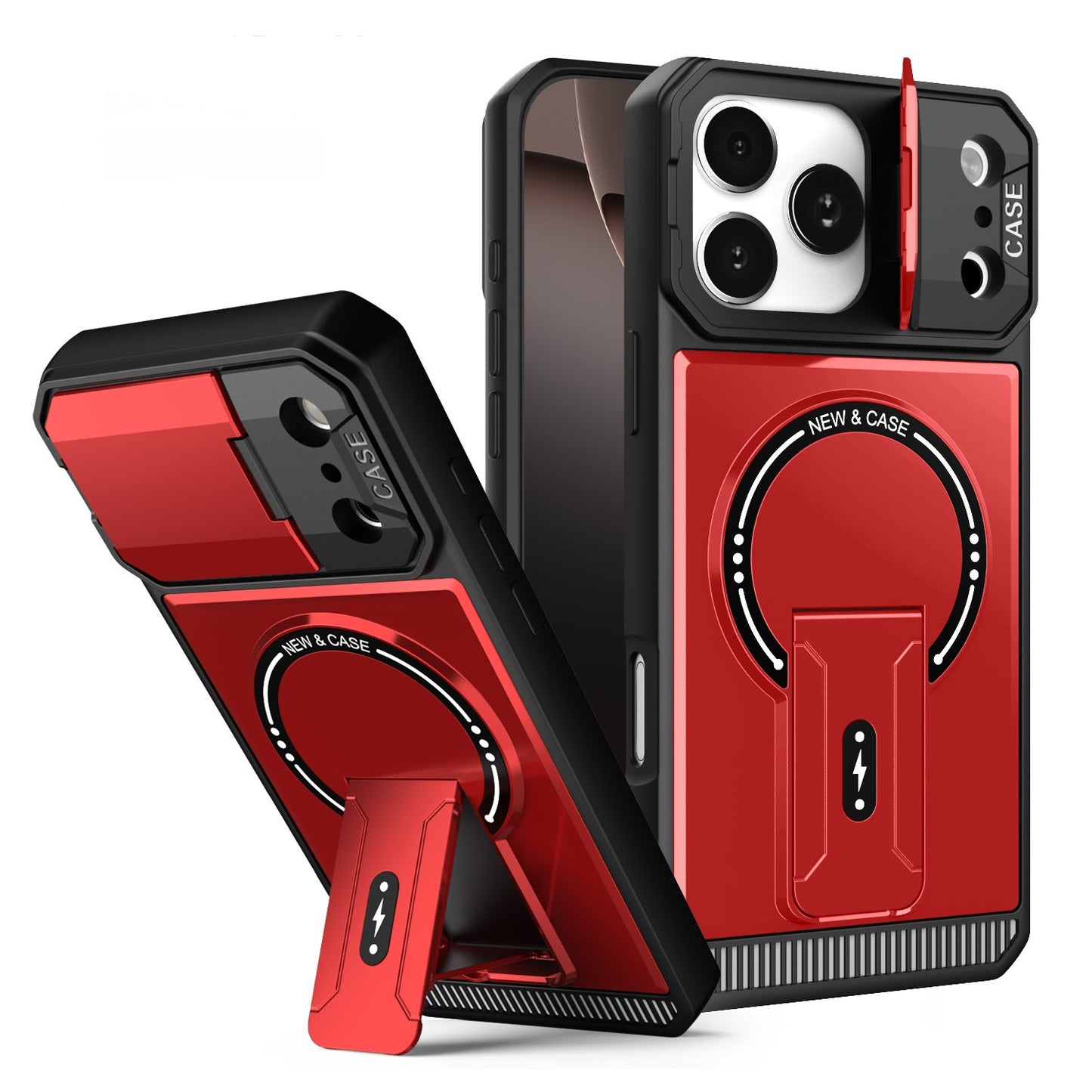 Casing ponsel Apple magnetik dengan braket anti jatuh empat sudut