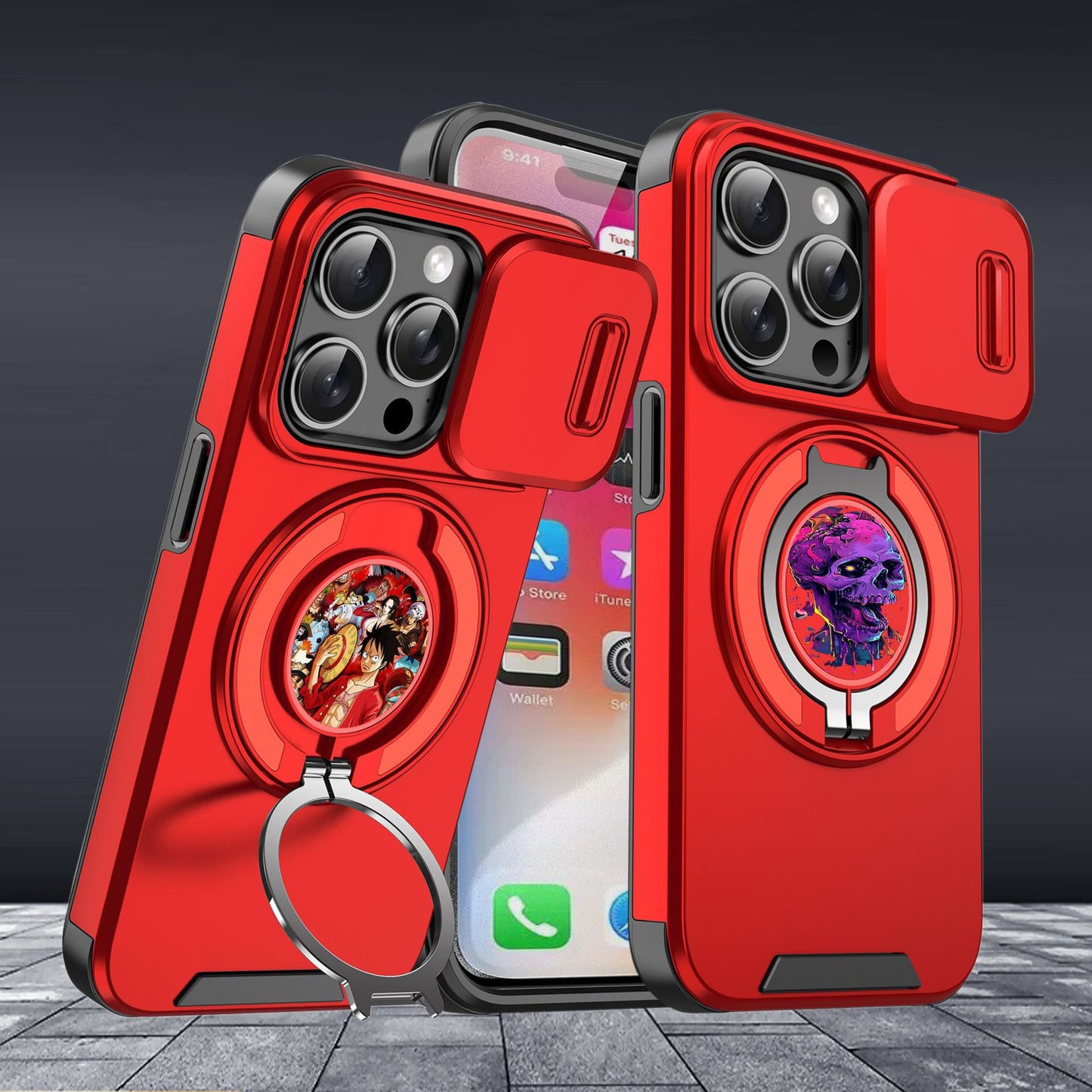 Casing iPhone dengan dudukan magnet bertema Halloween