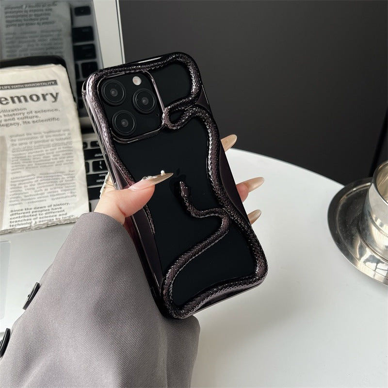 Casing ponsel Apple ular berongga matte tiga dimensi dengan lapisan elektro