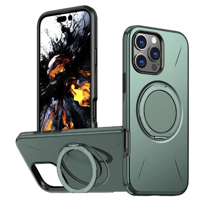 Casing Ponsel Apple dengan Braket Putar Magnetik Silikon