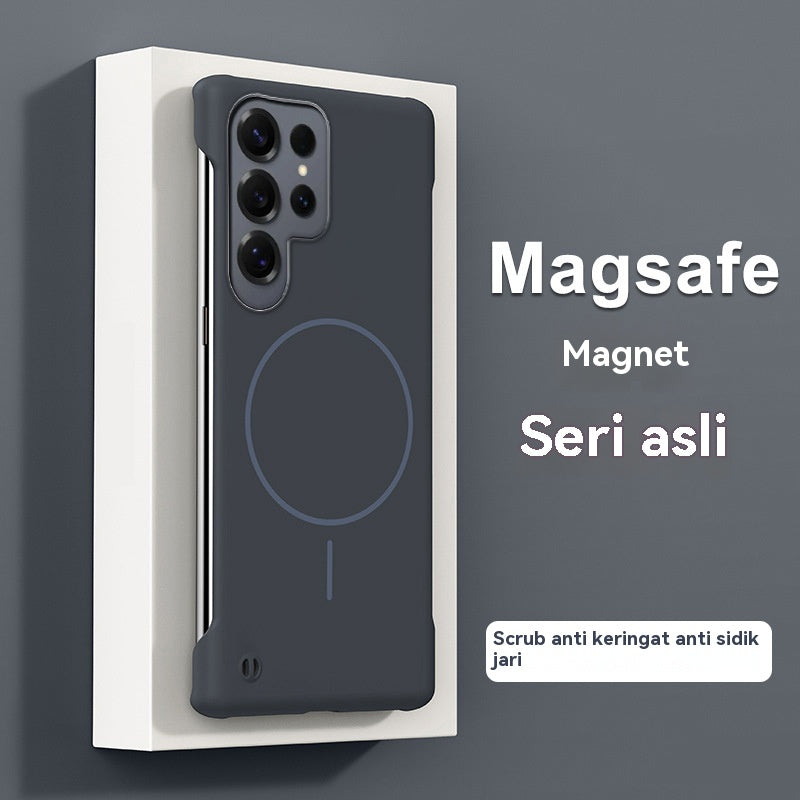 Casing ponsel Samsung tanpa bingkai warna solid dengan lingkaran tipis dan magnet yang terasa di kulit