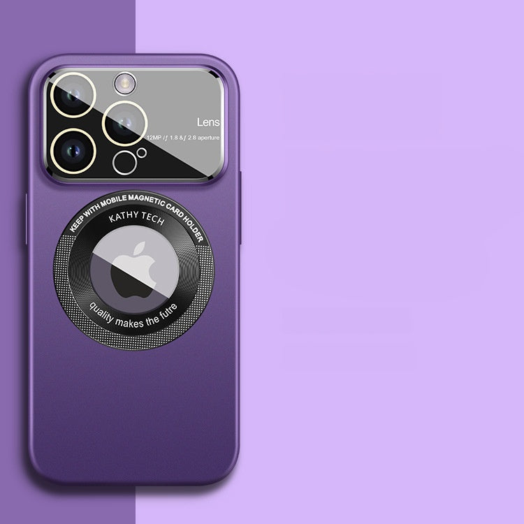 Casing ponsel Apple dengan film lensa jendela besar anti-label magnetik PC buram