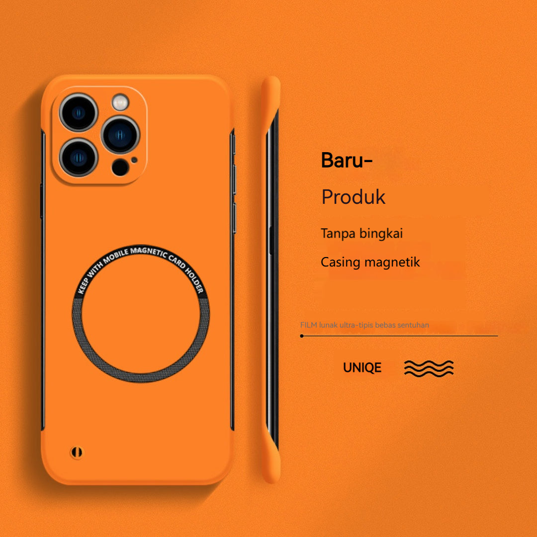 Casing Ponsel Magnetik PC Keras Ultra Tipis Tanpa Bingkai untuk iPhone