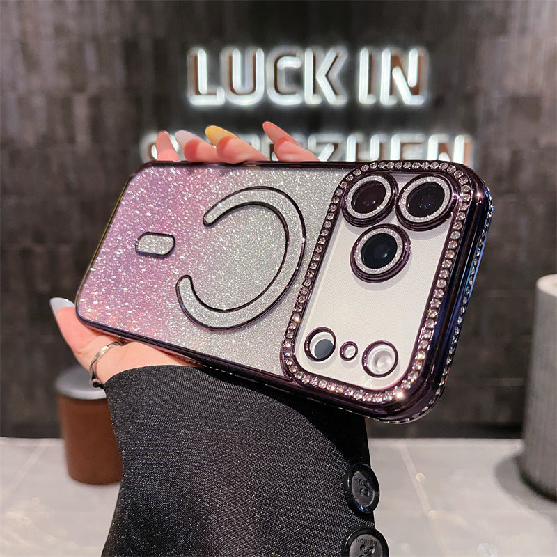 Casing iPhone magnetik glitter berlian