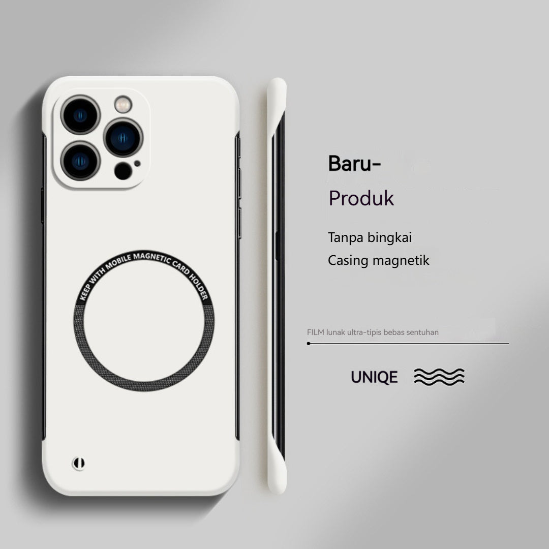 Casing Ponsel Magnetik PC Keras Ultra Tipis Tanpa Bingkai untuk iPhone