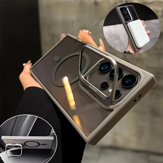 Casing ponsel Samsung magnetik braket logam tak terlihat 
