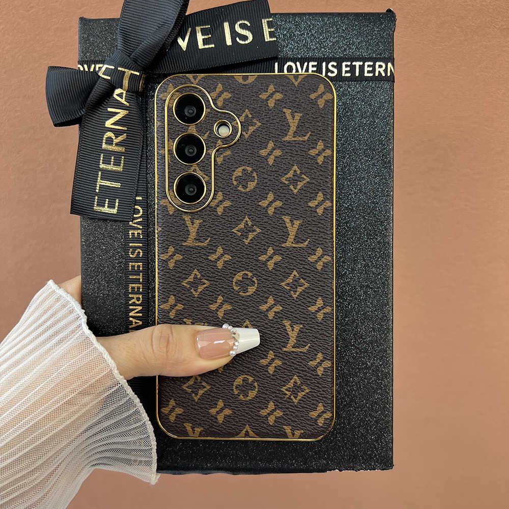 Casing pelindung Samsung mewah kulit bermerek fashion