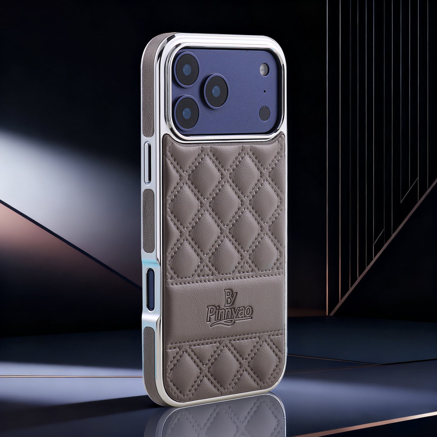 Casing ponsel Apple tiga sisi berbahan kulit