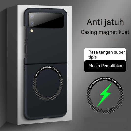 Casing ponsel Samsung Z Flip magnetik warna solid