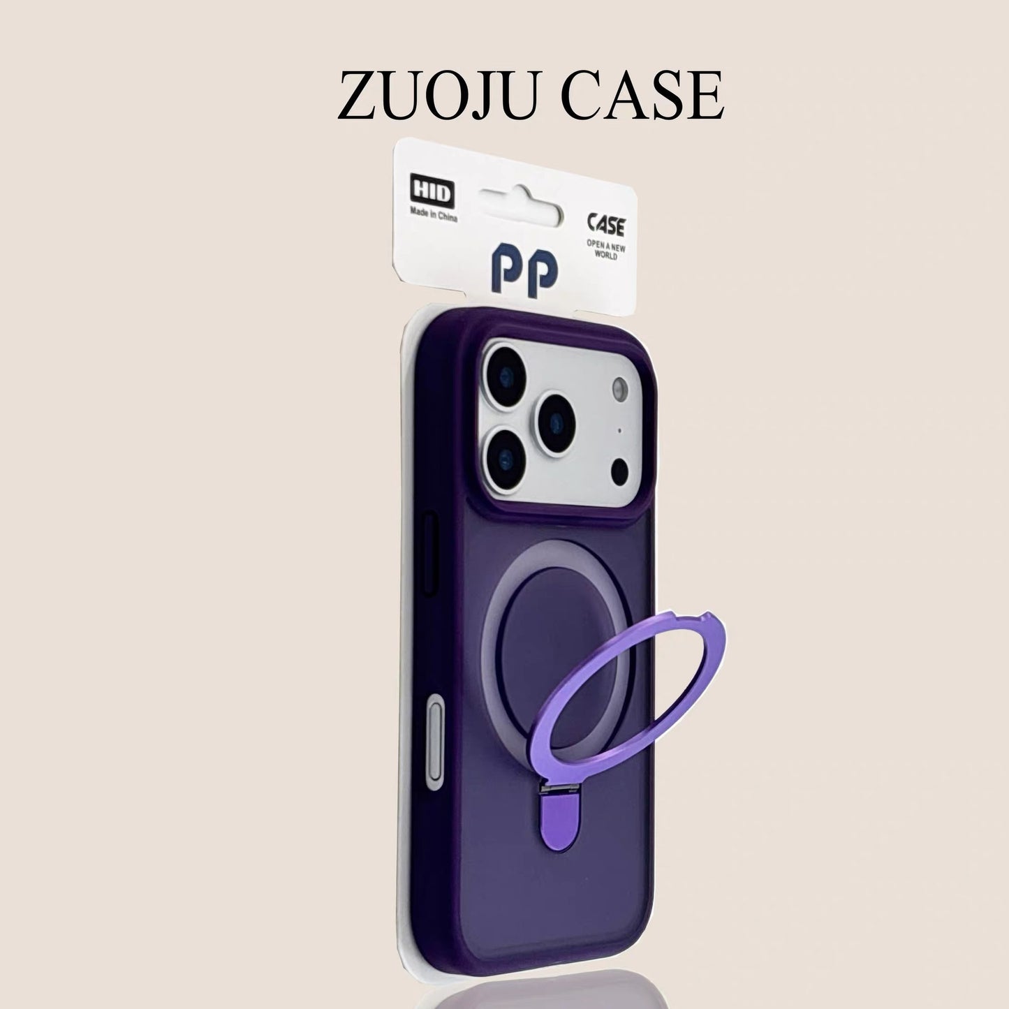 Magnetic fulcrum stand with skin-friendly frosted texture for Apple phone cases