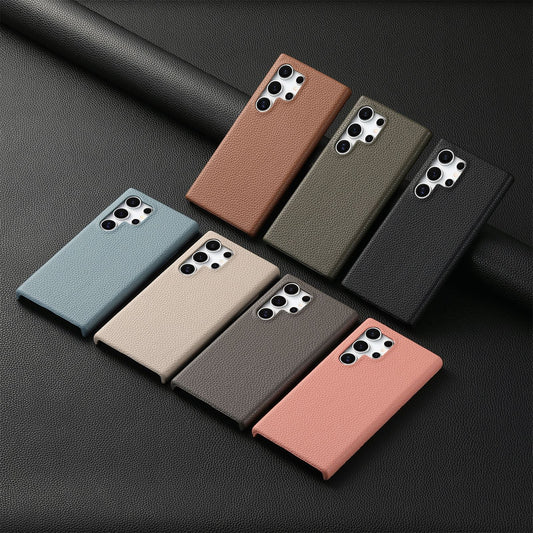 Casing Dompet Samsung Motif Leci Warna Solid Sederhana 