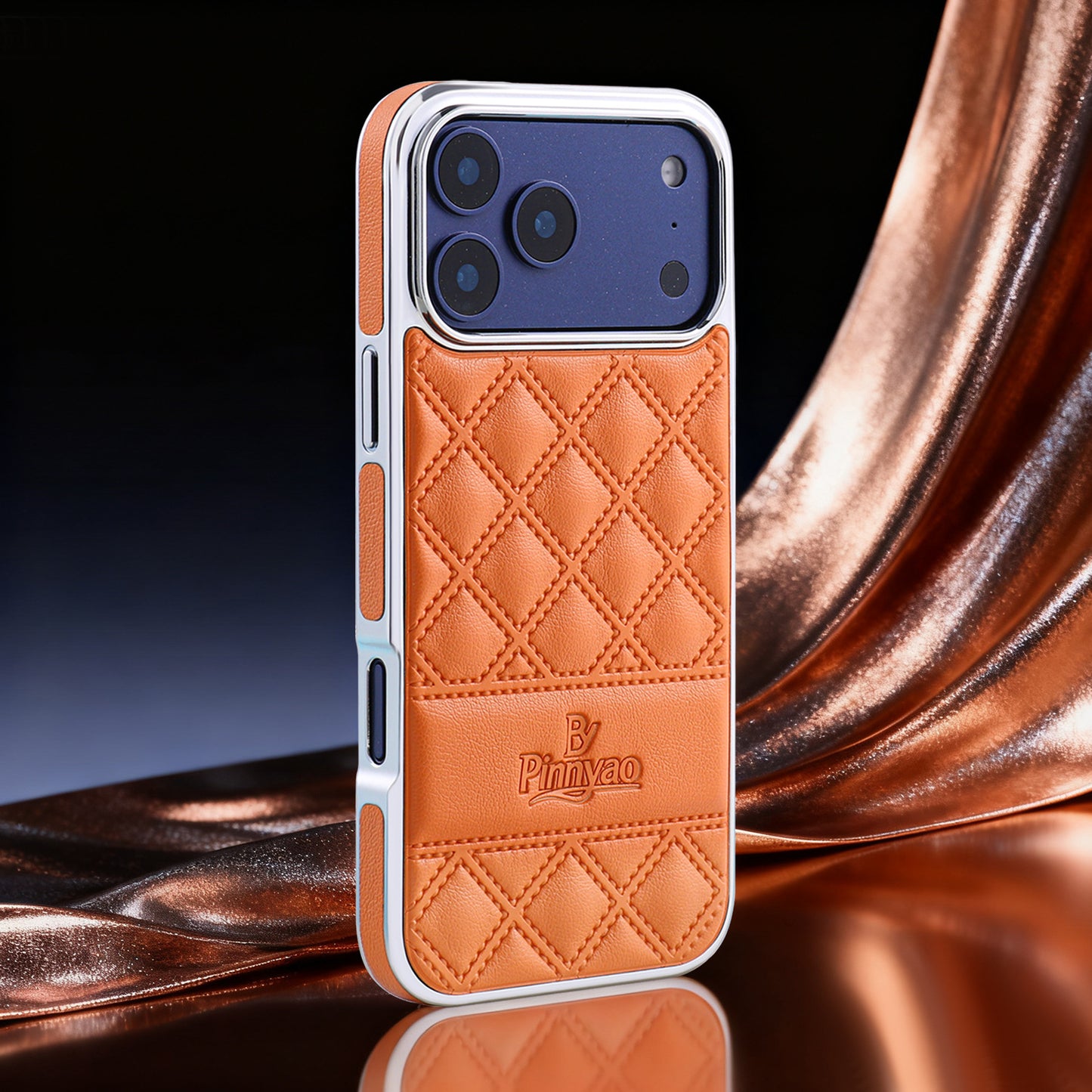 Casing ponsel Apple tiga sisi berbahan kulit