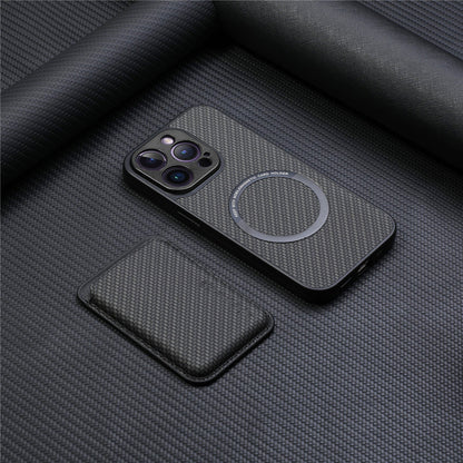 Tempat kartu magnetik bermotif serat casing ponsel Apple 