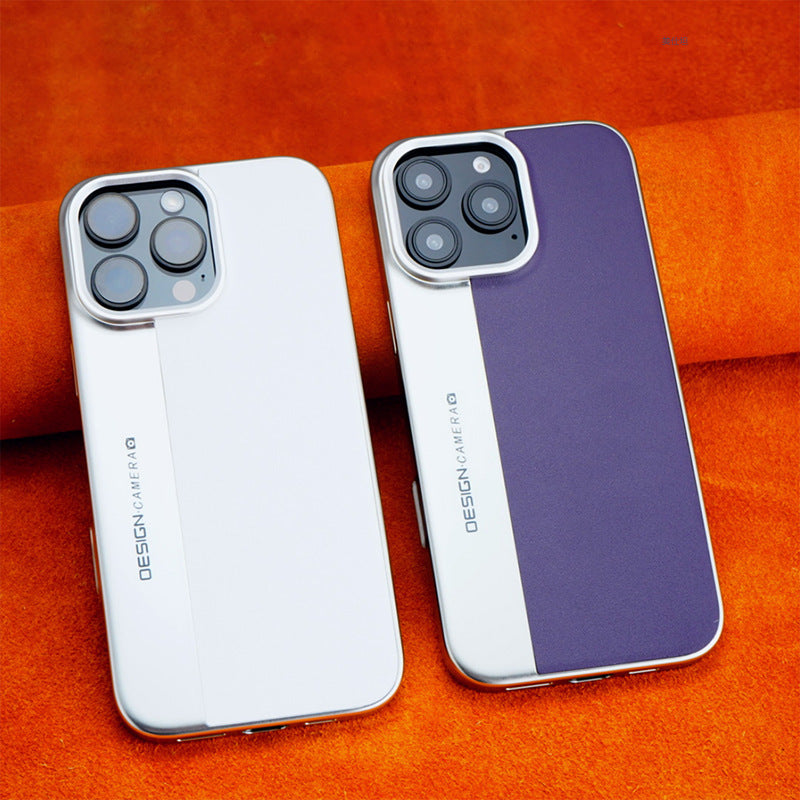 Casing ponsel Apple berbahan kulit elektroplating