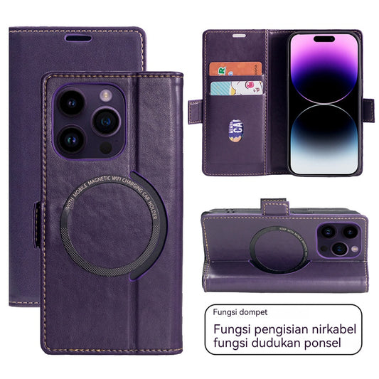 Casing iPhone Magnetik Dompet Kulit