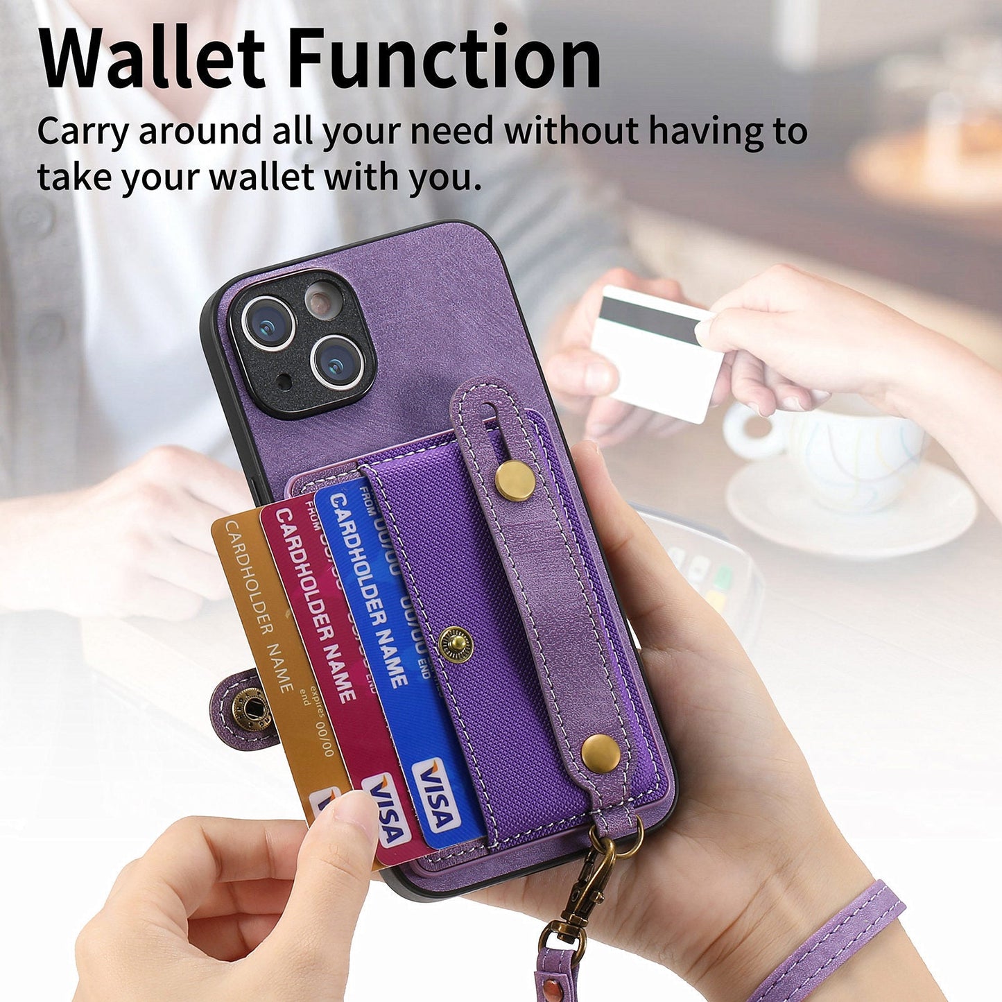 Gelang Lanyard Slot Kartu Kulit Kasus Apple Phone Case 