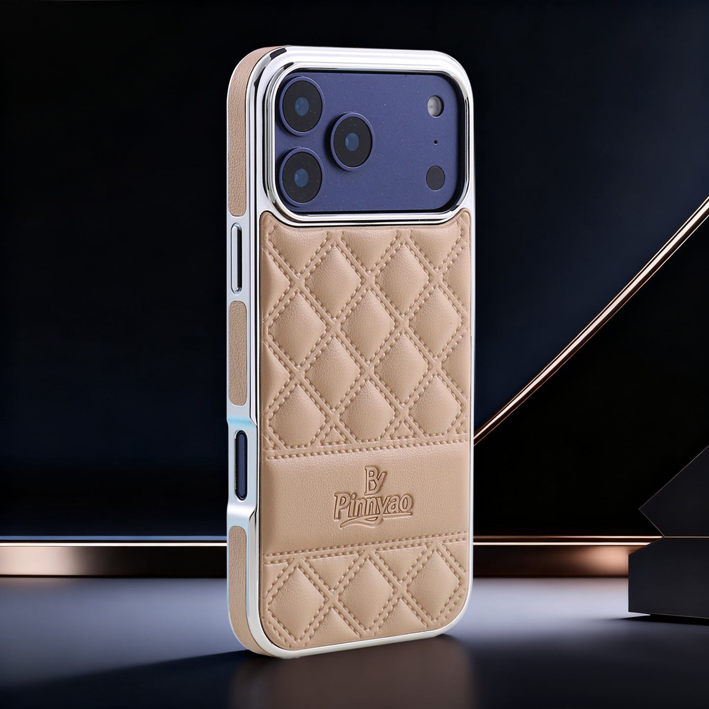 Casing ponsel Apple tiga sisi berbahan kulit