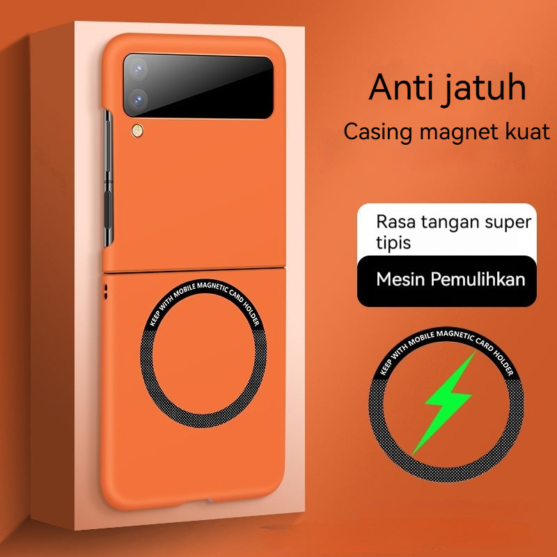 Casing ponsel Samsung Z Flip magnetik warna solid